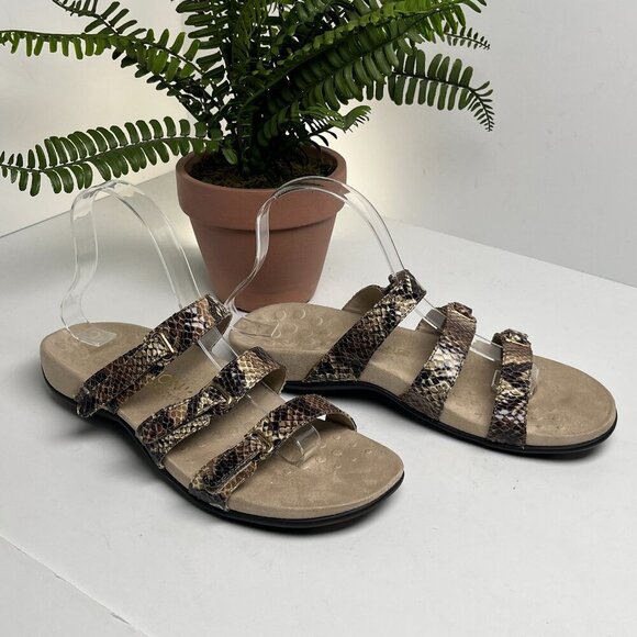Women's Vionic Aubrey Sandal shoe size 8 Tan Snake Skin 44Aubrey - Picture 1 of 8